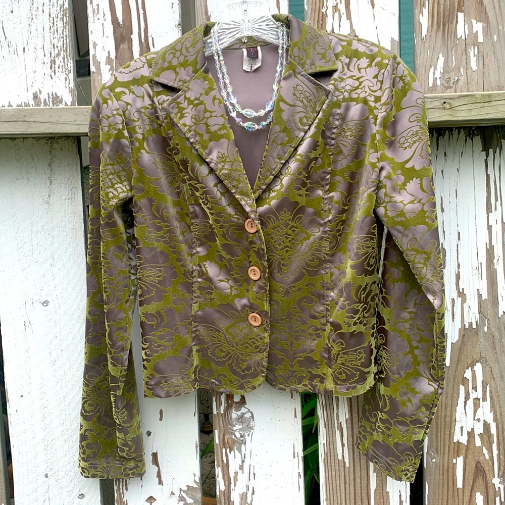 Green velvet blazer